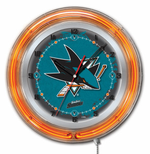San Jose Sharks Logo Neon Clock 19 Inch