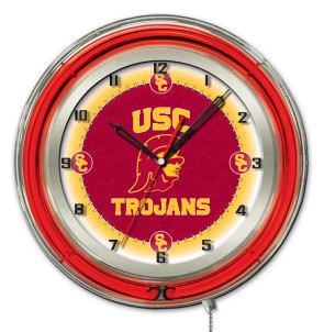 19" Neon University of Southern California Logo Clock