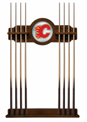 Calgary Flames Logo Cue Rack with Chardonnay Finish