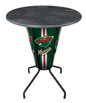 Minnesota Wild Logo LED Table with Black Steel Outdoor Table Top