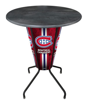 Montreal Canadiens Logo LED Table with Black Steel Outdoor Table Top