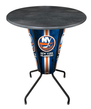 New York Islanders Logo LED Table with Black Steel Outdoor Table Top