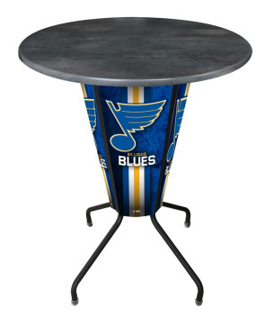 St. Louis Blues Logo LED Table with Black Steel Outdoor Table Top