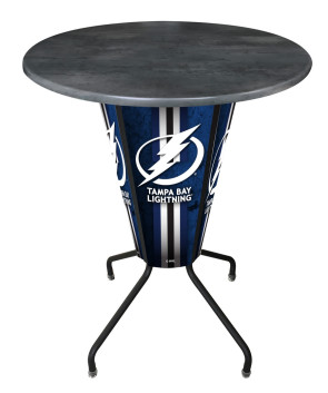 Tampa Bay Lightning Logo LED Table with Black Steel Outdoor Table Top