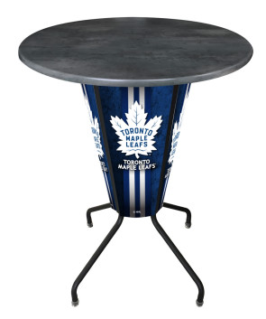 Toronto Maple Leafs Logo LED Table with Black Steel Outdoor Table Top