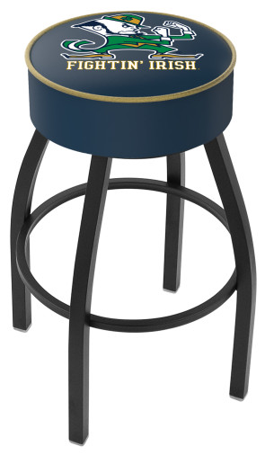Chrome Double Ring Notre Dame Shamrock 25 L7C3C Swivel Bar Stool with 2.5 Ribbed Accent Ring by The Holland Bar Stool Company 