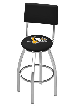 Pittsburgh Penguins Logo L8C4 Bar Stool with Back Rest