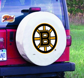 Boston Bruins Logo Jeep Tire Cover on white vinyl