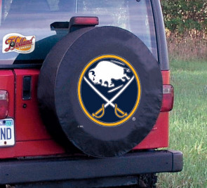 Buffalo Sabres Logo Jeep Wrangler Tire Cover on Black Vinyl