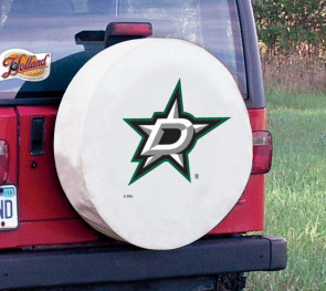 Dallas Stars Logo Jeep Wrangler Tire Cover on White Vinyl