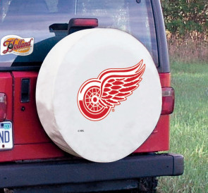 Detroit Red Wings Logo Jeep Wrangler Tire Cover on White Vinyl