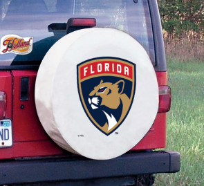 Florida Panthers Logo Jeep Wrangler Tire Cover on White Vinyl