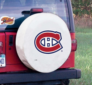 Montreal Canadiens Logo Jeep Wrangler Tire Cover on White Vinyl
