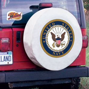 US Navy Logo Tire Cover - White