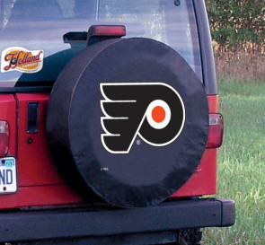 Philadelphia Flyers Logo Jeep Wrangler Tire Cover on Black Vinyl