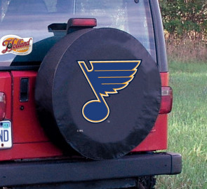 St Louis Blues Logo Jeep Wrangler Tire Cover on Black Vinyl