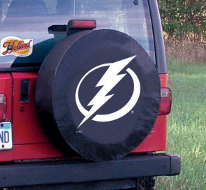 Tampa Bay Lightning Logo Jeep Wrangler Tire Cover on Black Vinyl