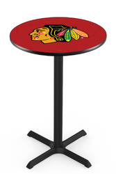 Chicago Blackhawks L211 Black Wrinkle Logo Table