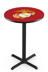 Marines L211 Black Wrinkle Logo Table