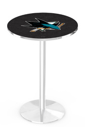 San Jose Sharks L214 Chrome Logo Table