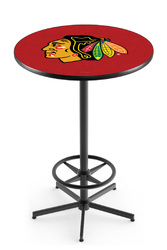 Chicago Blackhawks L216 Black Wrinkle Logo Table