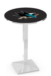 San Jose Sharks L217 Chrome Logo Table