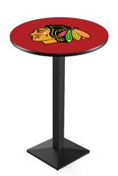 Chicago Blackhawks L217 Black Wrinkle Logo Table