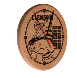 Clemson Laser Engraved Wood Clock