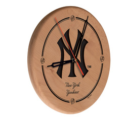New York Yankees Laser Engraved Wood Clock