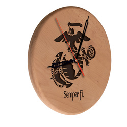 Marines Laser Engraved Wood Clock