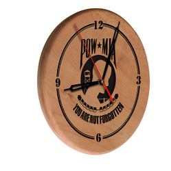 POW/MIA Laser Engraved Wood Clock