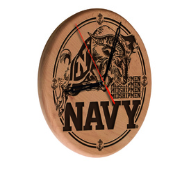 US Naval Academy Laser Engraved Wood Clock
