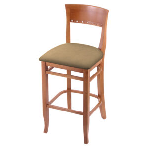 3160 Arbor Stationary Backed Bar Stool Medium Beech Wood Canter Sand Upholstery