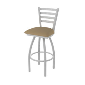 410 Jackie 2 Stool ladder back anodized nickel frame finish canter thatch seat