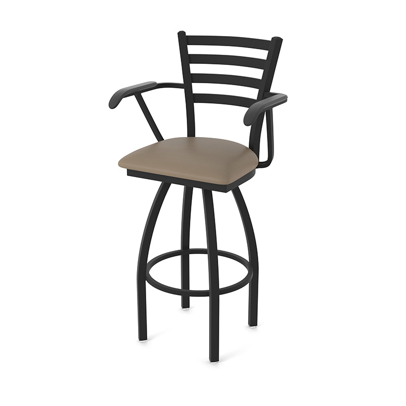 415 Jackie 3 stool with arms black frame finish canter earth seat