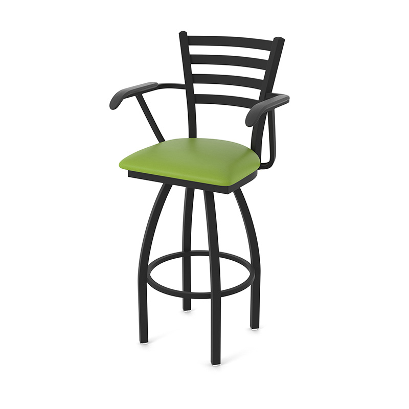 415 Jackie 3 stool with arms black frame finish canter kiwi green seat