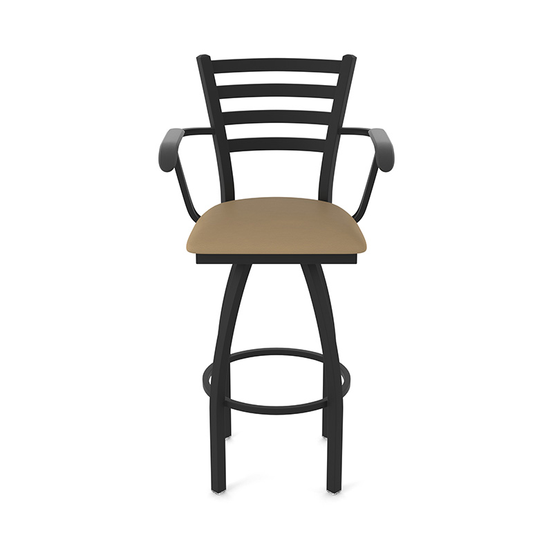 415 Jackie 3 stool with arms black frame finish canter sand seat front view