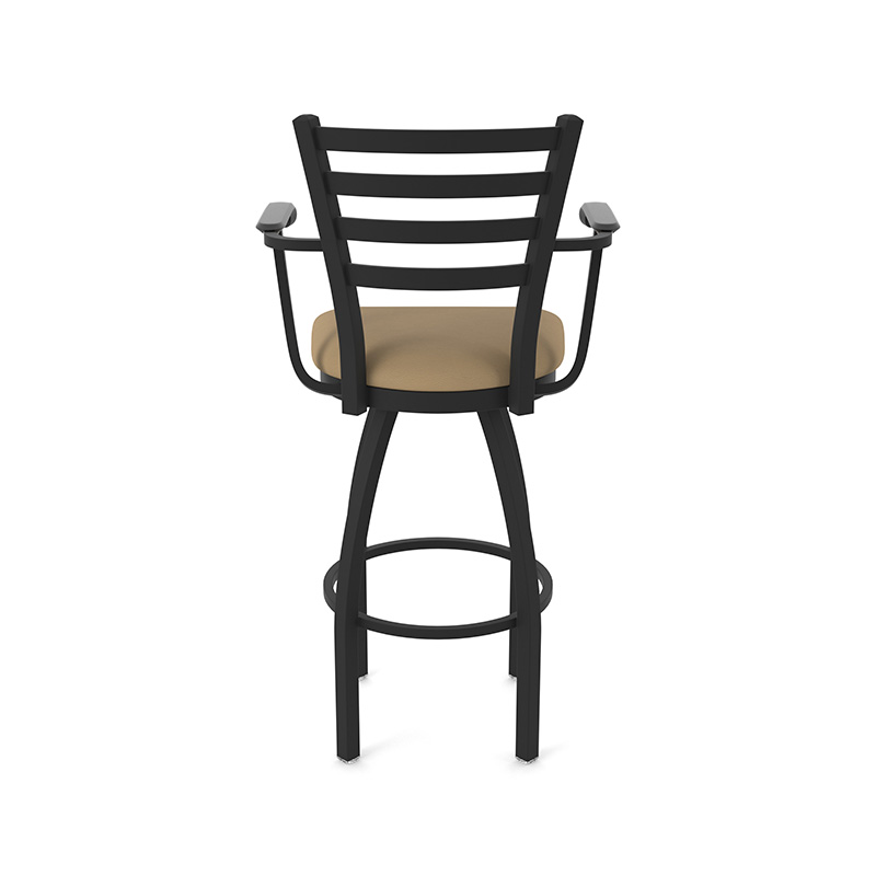 415 Jackie 3 stool with arms black frame finish canter sand seat rear view
