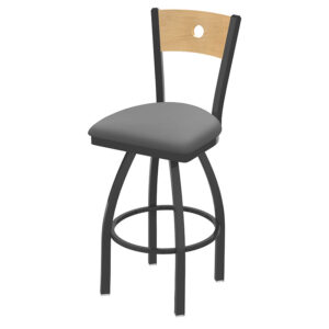 830 Voltaire 2 stool pewter frame finish natural maple back canter folkstone grey seat