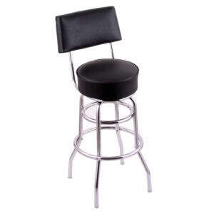 C7C4 backed swivel Bar Stool retro double ring chrome finish 4 inch seat