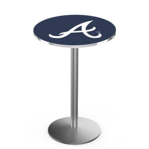 L214 table round stainless steel base round top atlanta braves logo