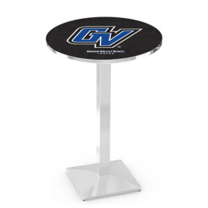 L217 table square chrome base round top grand valley state logo