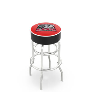 L7C1 backless bar Stool retro double ring chrome 4 inch seat Alabama Elephant logo