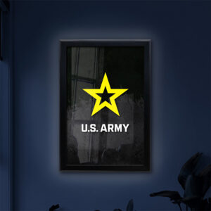 Snap Frame LED sign black frame us army logo night view lifestyle image