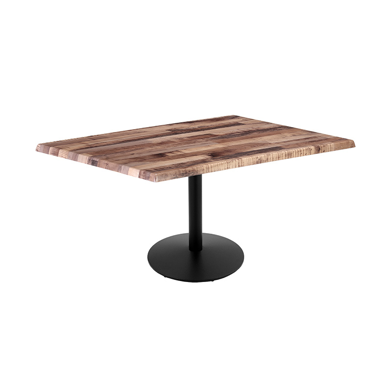 OD214 outdoor Table round black Base rectangle enduro rustic top