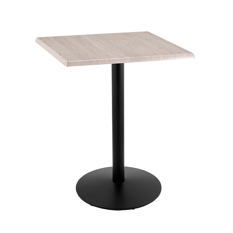 OD214 outdoor Table round black Base square enduro white ash top