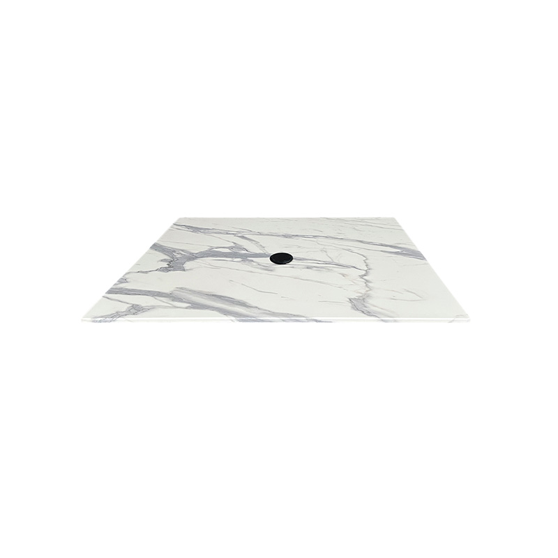 indoor outdoor euroslim square table top white marble finish umbrella hole