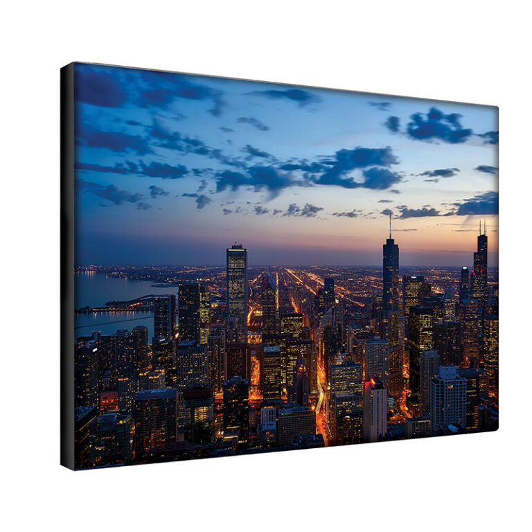 custom city of chicago skyline at dusk canvas horizontal orientation