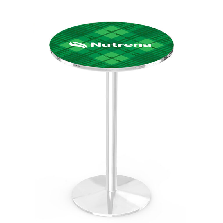 custom promotional L214 round chrome base nutrena logo on green patterned round top