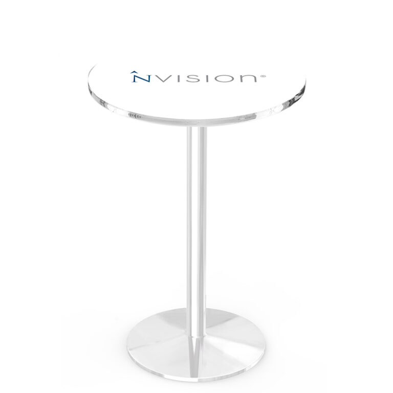 custom promotional L214 round chrome base nvision logo on white round top